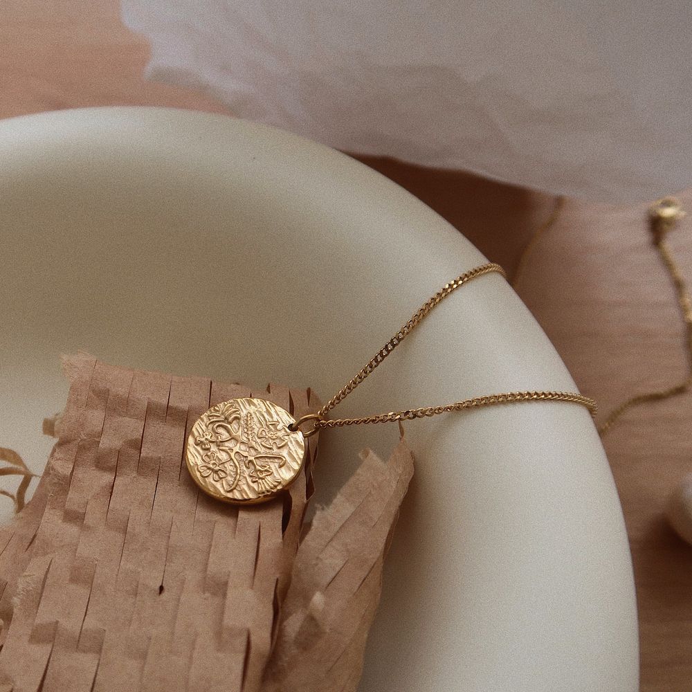 18K Gold Plated Leo Lion Coin Tag Necklace - Picture 8 of 8